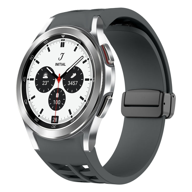 Richard Magnetic Folding Black Buckle Silicone Watch Band, For Samsung Galaxy Watch 4 classic 42 / 46mm