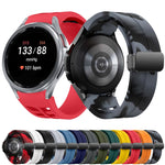 Richard Magnetic Folding Black Buckle Silicone Watch Band, For Samsung Galaxy Watch 4 classic 42 / 46mm