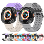 Ocean Dual Row Hole Silicone Watch Band, For Samsung Galaxy Watch Ultra 47mm / Ultra 2025