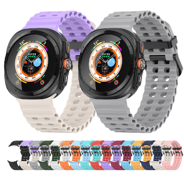 Ocean Dual Row Hole Silicone Watch Band, For Samsung Galaxy Watch Ultra 47mm / Ultra 2025