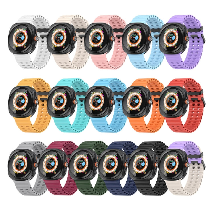 Ocean Dual Row Hole Silicone Watch Band, For Samsung Galaxy Watch Ultra 47mm / Ultra 2025