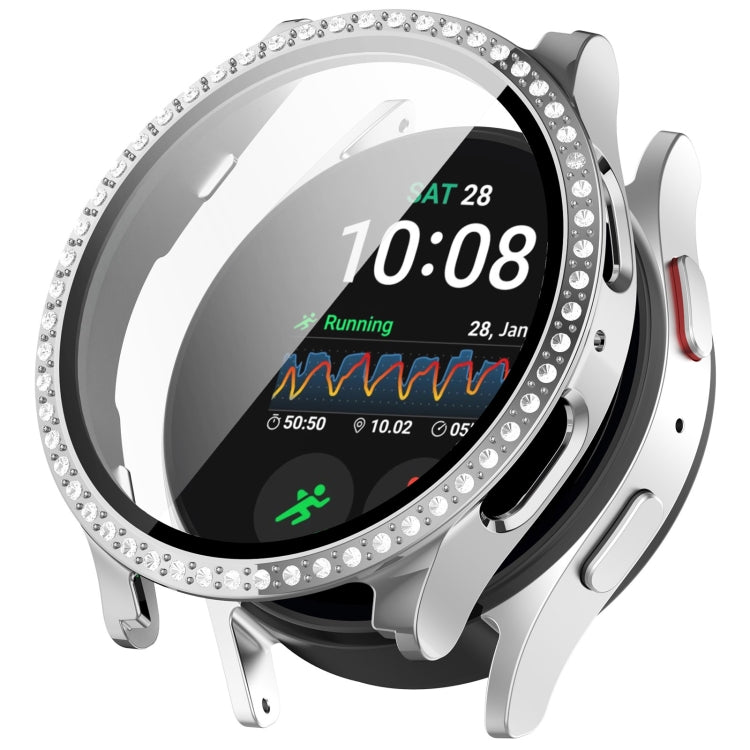 Single Row Diamond PC + Tempered Film Integrated Watch Protective Case, For Samsung Galaxy Watch 7 44mm, For Samsung Galaxy Watch 7 40mm