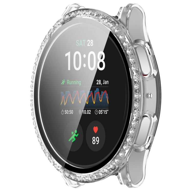 Single Row Diamond PC + Tempered Film Integrated Watch Protective Case, For Samsung Galaxy Watch 7 44mm, For Samsung Galaxy Watch 7 40mm