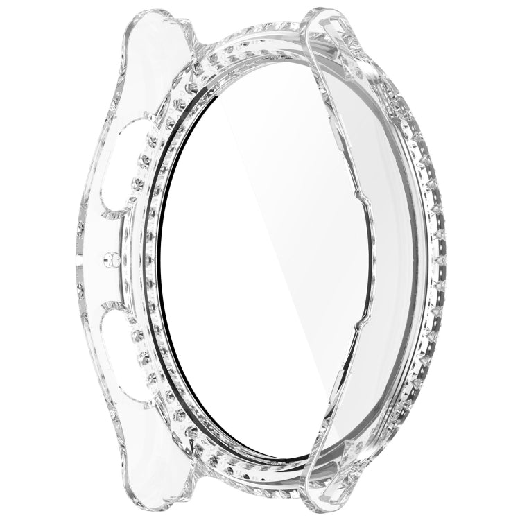 Single Row Diamond PC + Tempered Film Integrated Watch Protective Case, For Samsung Galaxy Watch 7 44mm, For Samsung Galaxy Watch 7 40mm