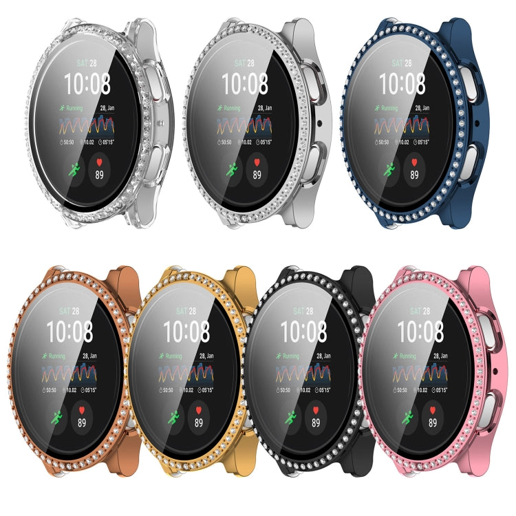 Single Row Diamond PC + Tempered Film Integrated Watch Protective Case, For Samsung Galaxy Watch 7 44mm, For Samsung Galaxy Watch 7 40mm