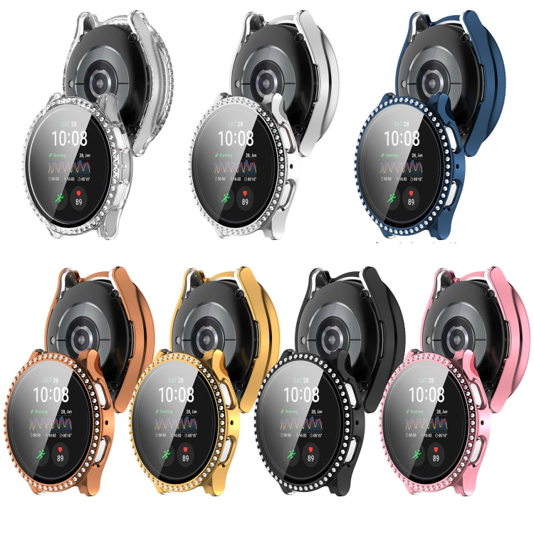 Single Row Diamond PC + Tempered Film Integrated Watch Protective Case, For Samsung Galaxy Watch 7 44mm, For Samsung Galaxy Watch 7 40mm