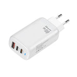 محول TE-65W GaN PD65W بمنفذي USB-C + USB-A للابتوب / التابلت، قابس الاتحاد الأوروبي