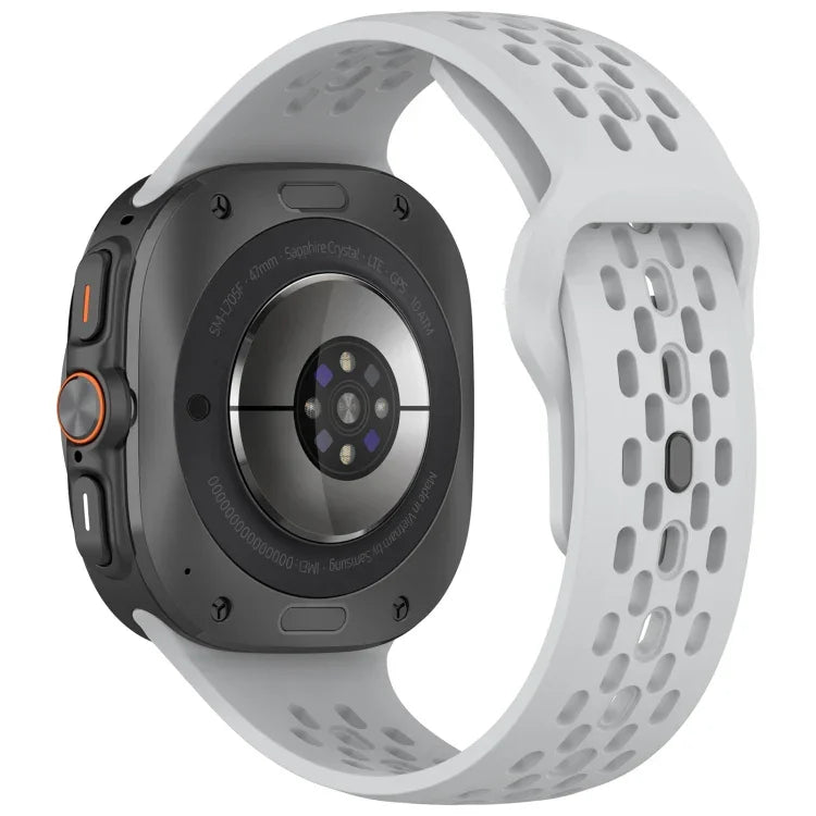 For Samsung Galaxy Watch Ultra 47mm Holes Style Square Buckle Solid Color Silicone Watch Band