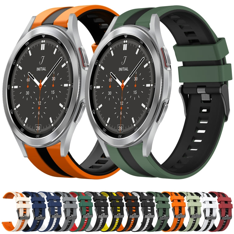 20mm Two Color Sports Silicone Watch Band, For Samsung  Galaxy Watch 4 Classic 42mm, For Samsung Galaxy Watch Active 2 44mm, For Samsung Galaxy Watch Active 2 40mm