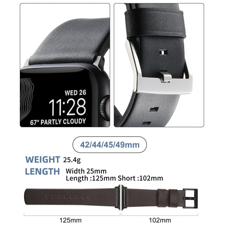 Genuine Leather Hybrid Silicone Watch Band, For Apple Watch Series 10 46mm, For Apple Watch Series 10 42mm, For Apple Watch SE 2023 44mm, For Apple Watch SE 2023 40mm, For Apple Watch Ultra 2 49mm, For Apple Watch Series 9 45mm                         ...