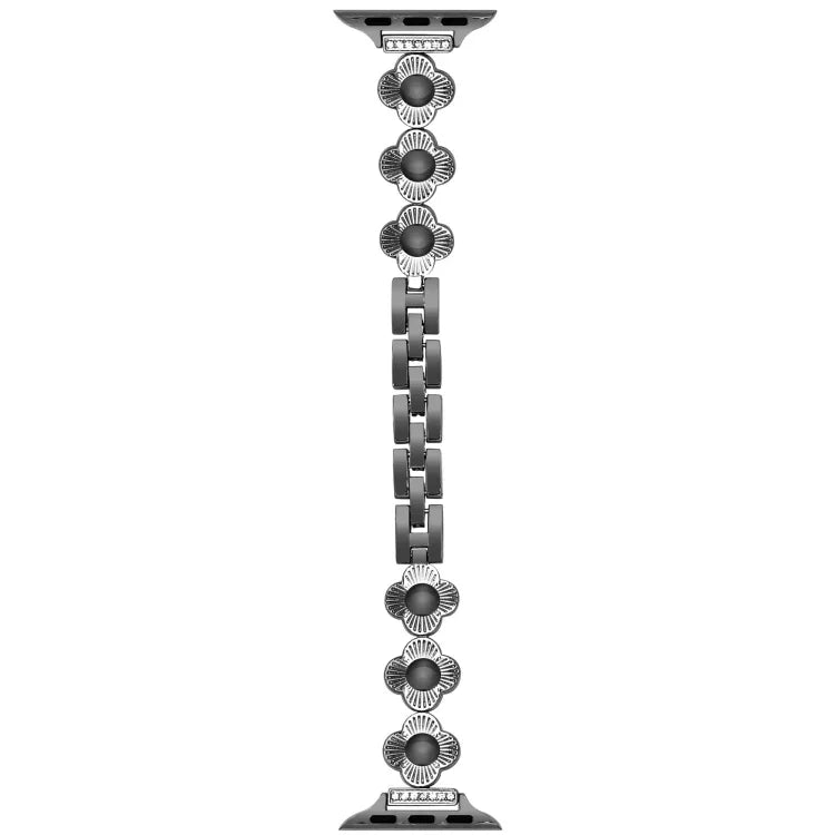 Four Leaf Clover Quick-Release Metal Chain Watch Band, For Apple Watch SE 2023 44mm, For Apple Watch SE 2023 40mm, For Apple Watch Ultra 2 49mm, For Apple Watch Series 9 45mm, For Apple Watch Series 9 41mm, For Apple Watch Ultra 49mm                   ...