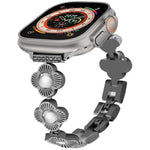 Four Leaf Clover Quick-Release Metal Chain Watch Band, For Apple Watch SE 2023 44mm, For Apple Watch SE 2023 40mm, For Apple Watch Ultra 2 49mm, For Apple Watch Series 9 45mm, For Apple Watch Series 9 41mm, For Apple Watch Ultra 49mm                   ...