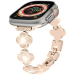 Four Leaf Clover Quick-Release Metal Chain Watch Band, For Apple Watch SE 2023 44mm, For Apple Watch SE 2023 40mm, For Apple Watch Ultra 2 49mm, For Apple Watch Series 9 45mm, For Apple Watch Series 9 41mm, For Apple Watch Ultra 49mm                   ...