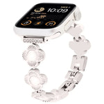 Four Leaf Clover Quick-Release Metal Chain Watch Band, For Apple Watch SE 2023 44mm, For Apple Watch SE 2023 40mm, For Apple Watch Ultra 2 49mm, For Apple Watch Series 9 45mm, For Apple Watch Series 9 41mm, For Apple Watch Ultra 49mm                   ...