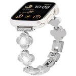 Four Leaf Clover Quick-Release Metal Chain Watch Band, For Apple Watch SE 2023 44mm, For Apple Watch SE 2023 40mm, For Apple Watch Ultra 2 49mm, For Apple Watch Series 9 45mm, For Apple Watch Series 9 41mm, For Apple Watch Ultra 49mm                   ...
