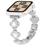 Four Leaf Clover Quick-Release Metal Chain Watch Band, For Apple Watch SE 2023 44mm, For Apple Watch SE 2023 40mm, For Apple Watch Ultra 2 49mm, For Apple Watch Series 9 45mm, For Apple Watch Series 9 41mm, For Apple Watch Ultra 49mm                   ...