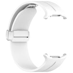 For Samsung Galaxy Watch Ultra 47mm / Ultra 2025 Groove Magnetic Folding Silver Buckle Silicone Watch Band