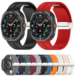 For Samsung Galaxy Watch Ultra 47mm / Ultra 2025 Groove Magnetic Folding Silver Buckle Silicone Watch Band