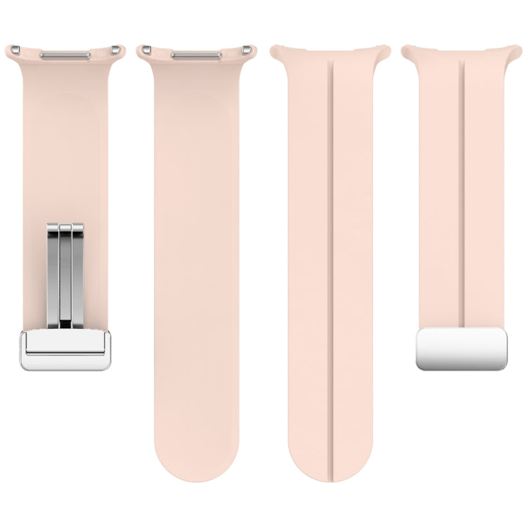 For Samsung Galaxy Watch Ultra 47mm / Ultra 2025 Groove Magnetic Folding Silver Buckle Silicone Watch Band