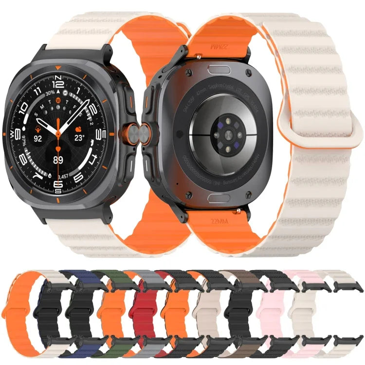 For Samsung Galaxy Watch Ultra 47mm Spot Pattern Two Color Magnetic Silicone Watch Band