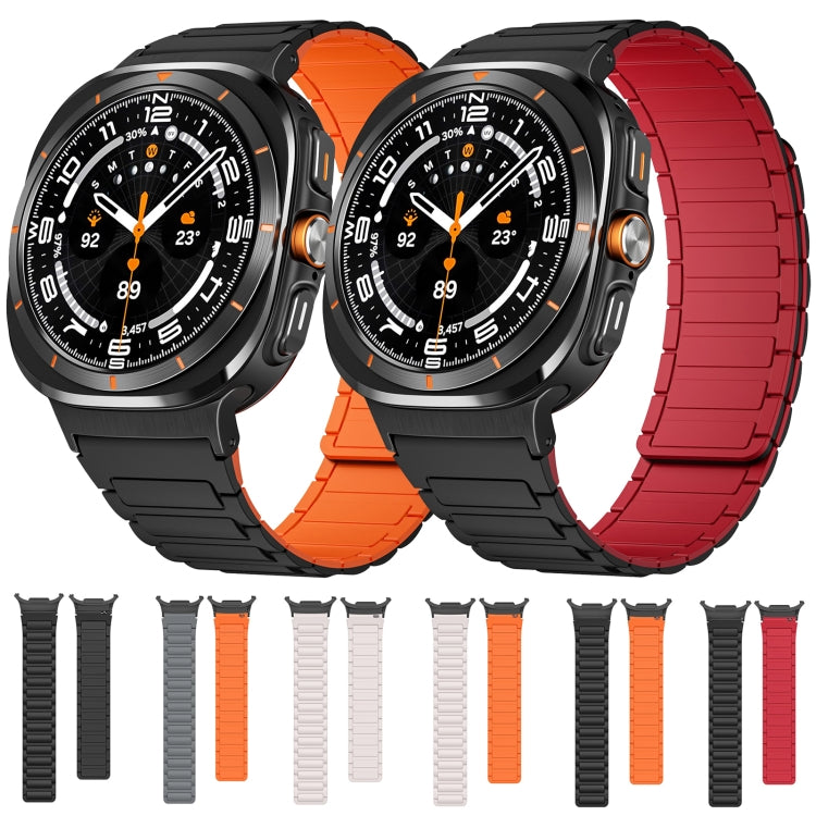 For Samsung Galaxy Watch Ultra 47mm Black Connector I-shaped Magnetic Silicone Watch Band