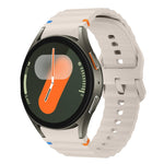 Wave Pattern Stitched Silicone Watch Band, For Samsung Galaxy Watch 7 40 / 44mm, For Samsung Galaxy Watch 6 Classic, For Samsung Galaxy Watch 6 40 / 44mm, For Samsung Galaxy Watch 5 40 / 44mm