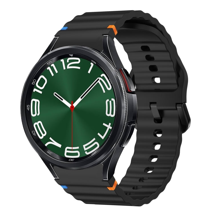 Wave Pattern Stitched Silicone Watch Band, For Samsung Galaxy Watch 7 40 / 44mm, For Samsung Galaxy Watch 6 Classic, For Samsung Galaxy Watch 6 40 / 44mm, For Samsung Galaxy Watch 5 40 / 44mm