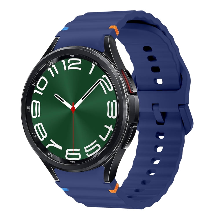 Wave Pattern Stitched Silicone Watch Band, For Samsung Galaxy Watch 7 40 / 44mm, For Samsung Galaxy Watch 6 Classic, For Samsung Galaxy Watch 6 40 / 44mm, For Samsung Galaxy Watch 5 40 / 44mm