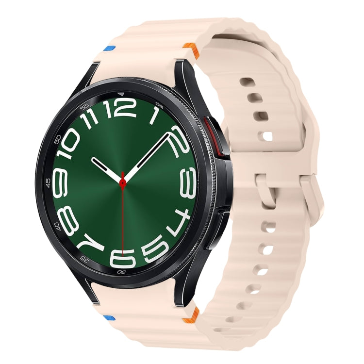 Wave Pattern Stitched Silicone Watch Band, For Samsung Galaxy Watch 7 40 / 44mm, For Samsung Galaxy Watch 6 Classic, For Samsung Galaxy Watch 6 40 / 44mm, For Samsung Galaxy Watch 5 40 / 44mm