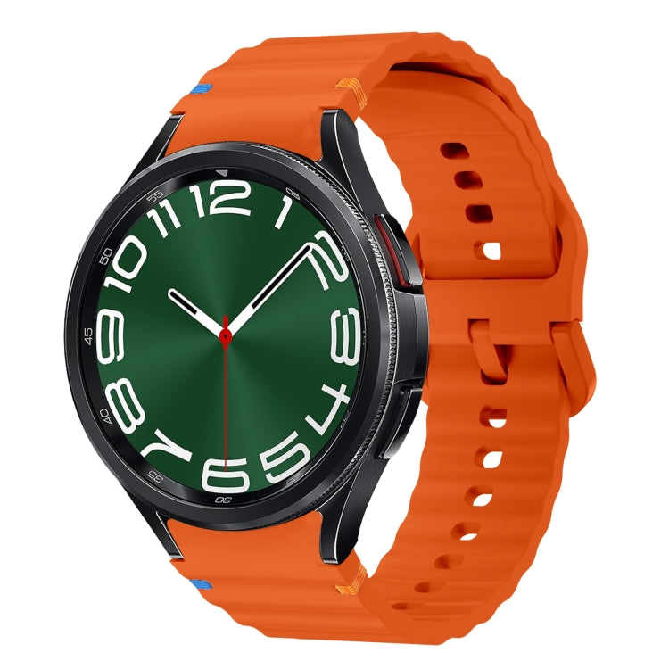 Wave Pattern Stitched Silicone Watch Band, For Samsung Galaxy Watch 7 40 / 44mm, For Samsung Galaxy Watch 6 Classic, For Samsung Galaxy Watch 6 40 / 44mm, For Samsung Galaxy Watch 5 40 / 44mm
