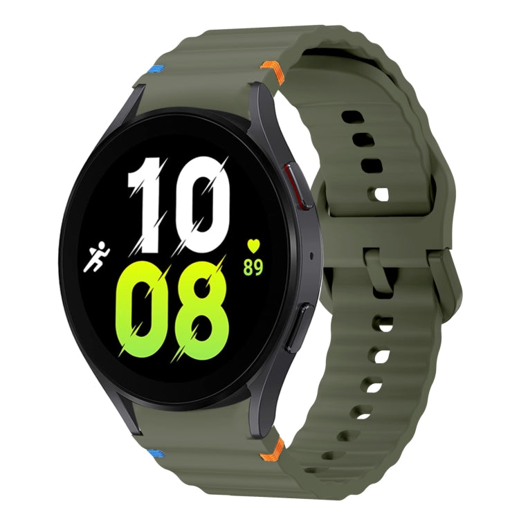 Wave Pattern Stitched Silicone Watch Band, For Samsung Galaxy Watch 7 40 / 44mm, For Samsung Galaxy Watch 6 Classic, For Samsung Galaxy Watch 6 40 / 44mm, For Samsung Galaxy Watch 5 40 / 44mm