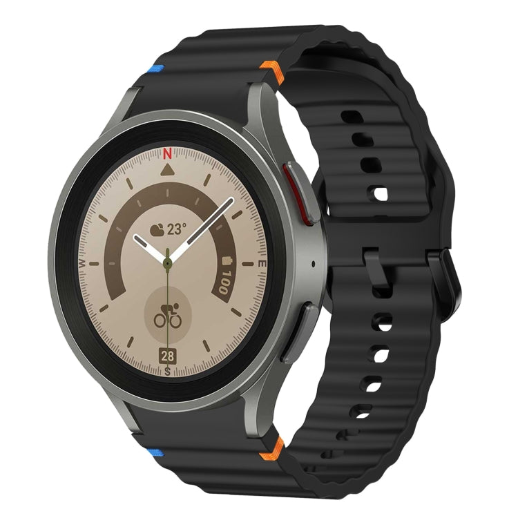 Wave Pattern Stitched Silicone Watch Band, For Samsung Galaxy Watch 5 Pro, For Samsung Galaxy Watch 4 40 / 44mm, For Samsung Galaxy Watch 4 Classic 42 / 46mm, For Samsung Galaxy Watch3 41mm