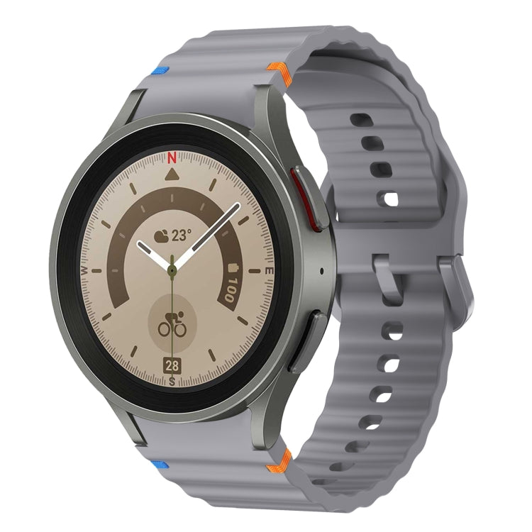 Wave Pattern Stitched Silicone Watch Band, For Samsung Galaxy Watch 5 Pro, For Samsung Galaxy Watch 4 40 / 44mm, For Samsung Galaxy Watch 4 Classic 42 / 46mm, For Samsung Galaxy Watch3 41mm