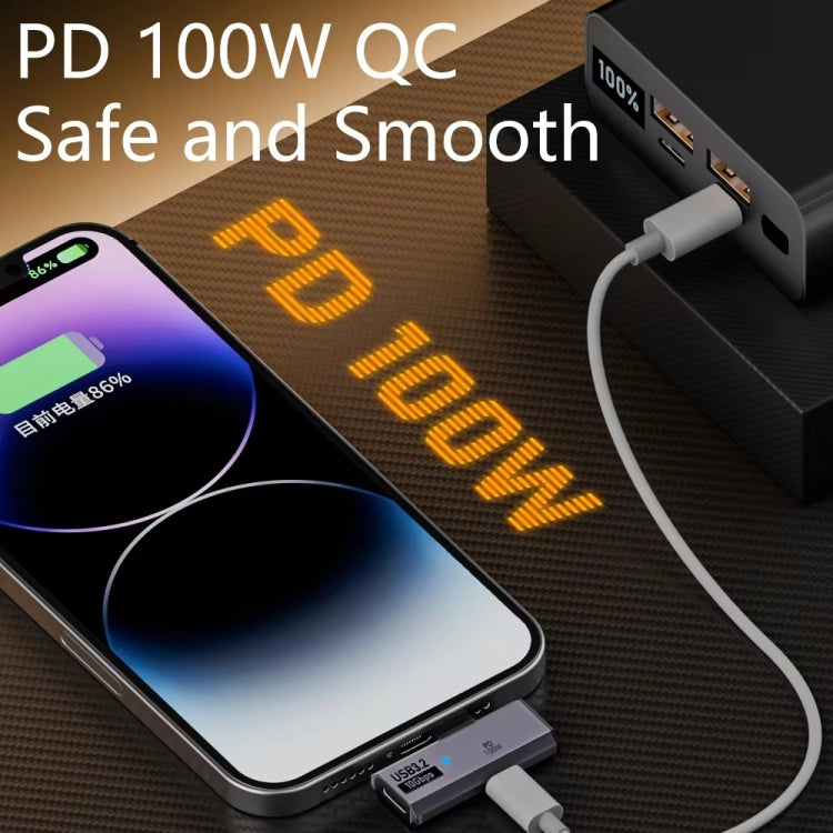 USB-C / Type-C Male to Dual Type-C Female USB3.2/10Gbps OTG Converter PD100W Charging Adapter, Dual Type-C