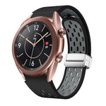 Two Color Magnetic Folding Silver Buckle Silicone Watch Band, For Samsung Galaxy Watch 3 41mm, For Samsung Galaxy Watch Active, For Samsung Galaxy Watch 42mm, For Samsung Gear S2 Classic