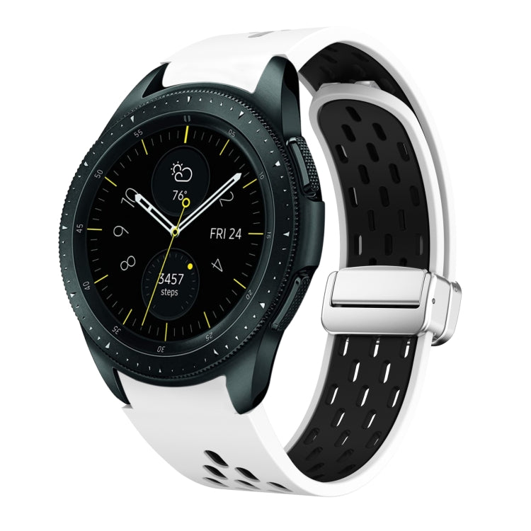 Two Color Magnetic Folding Silver Buckle Silicone Watch Band, For Samsung Galaxy Watch 3 41mm, For Samsung Galaxy Watch Active, For Samsung Galaxy Watch 42mm, For Samsung Gear S2 Classic