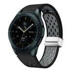 Two Color Magnetic Folding Silver Buckle Silicone Watch Band, For Samsung Galaxy Watch 3 41mm, For Samsung Galaxy Watch Active, For Samsung Galaxy Watch 42mm, For Samsung Gear S2 Classic