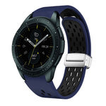 Two Color Magnetic Folding Silver Buckle Silicone Watch Band, For Samsung Galaxy Watch 3 41mm, For Samsung Galaxy Watch Active, For Samsung Galaxy Watch 42mm, For Samsung Gear S2 Classic