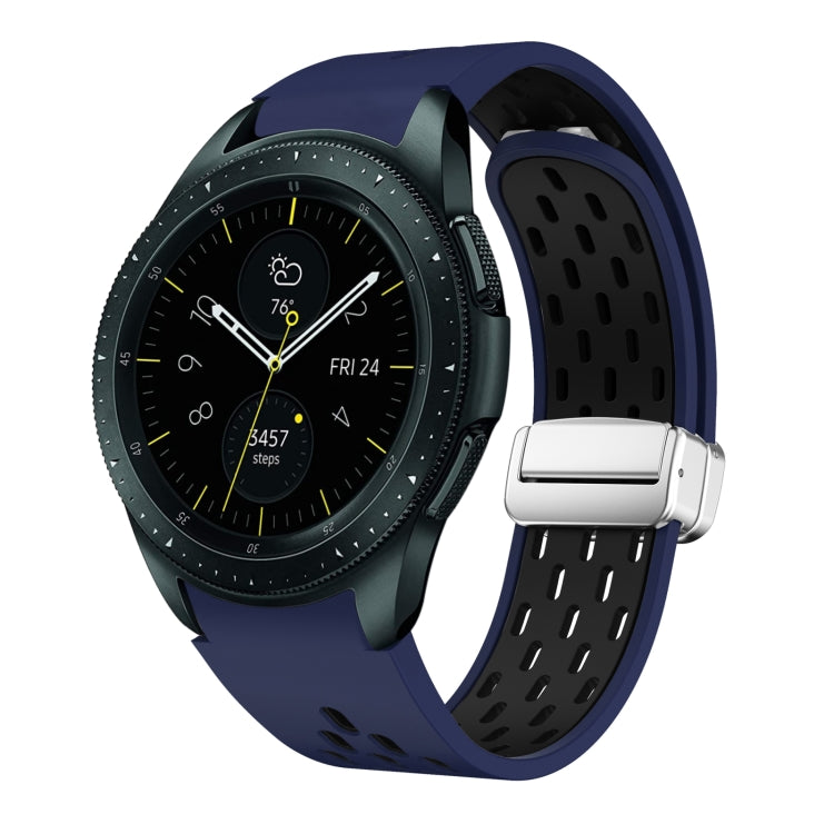 Two Color Magnetic Folding Silver Buckle Silicone Watch Band, For Samsung Galaxy Watch 3 41mm, For Samsung Galaxy Watch Active, For Samsung Galaxy Watch 42mm, For Samsung Gear S2 Classic