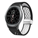 Two Color Magnetic Folding Silver Buckle Silicone Watch Band, For Samsung Galaxy Watch 3 41mm, For Samsung Galaxy Watch Active, For Samsung Galaxy Watch 42mm, For Samsung Gear S2 Classic