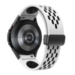 Two Color Magnetic Folding Black Buckle Silicone Watch Band, For Samsung Galaxy Watch 7 40 / 44mm, For Samsung Galaxy Watch 5 40 / 44mm, For Samsung Galaxy Watch 4 40 / 44mm, For Samsung Galaxy Watch 4 Classic 42 / 46mm