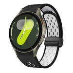 Two Color Magnetic Folding Black Buckle Silicone Watch Band, For Samsung Galaxy Watch 7 40 / 44mm, For Samsung Galaxy Watch 5 40 / 44mm, For Samsung Galaxy Watch 4 40 / 44mm, For Samsung Galaxy Watch 4 Classic 42 / 46mm