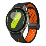 Two Color Magnetic Folding Black Buckle Silicone Watch Band, For Samsung Galaxy Watch 7 40 / 44mm, For Samsung Galaxy Watch 5 40 / 44mm, For Samsung Galaxy Watch 4 40 / 44mm, For Samsung Galaxy Watch 4 Classic 42 / 46mm