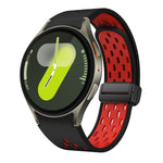 Two Color Magnetic Folding Black Buckle Silicone Watch Band, For Samsung Galaxy Watch 7 40 / 44mm, For Samsung Galaxy Watch 5 40 / 44mm, For Samsung Galaxy Watch 4 40 / 44mm, For Samsung Galaxy Watch 4 Classic 42 / 46mm