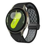 Two Color Magnetic Folding Black Buckle Silicone Watch Band, For Samsung Galaxy Watch 7 40 / 44mm, For Samsung Galaxy Watch 5 40 / 44mm, For Samsung Galaxy Watch 4 40 / 44mm, For Samsung Galaxy Watch 4 Classic 42 / 46mm