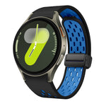 Two Color Magnetic Folding Black Buckle Silicone Watch Band, For Samsung Galaxy Watch 7 40 / 44mm, For Samsung Galaxy Watch 5 40 / 44mm, For Samsung Galaxy Watch 4 40 / 44mm, For Samsung Galaxy Watch 4 Classic 42 / 46mm