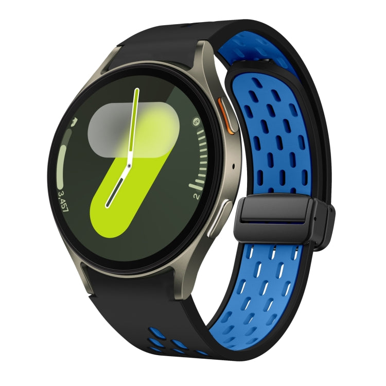 Two Color Magnetic Folding Black Buckle Silicone Watch Band, For Samsung Galaxy Watch 7 40 / 44mm, For Samsung Galaxy Watch 5 40 / 44mm, For Samsung Galaxy Watch 4 40 / 44mm, For Samsung Galaxy Watch 4 Classic 42 / 46mm