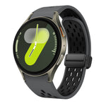 Two Color Magnetic Folding Black Buckle Silicone Watch Band, For Samsung Galaxy Watch 7 40 / 44mm, For Samsung Galaxy Watch 5 40 / 44mm, For Samsung Galaxy Watch 4 40 / 44mm, For Samsung Galaxy Watch 4 Classic 42 / 46mm