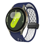 Two Color Magnetic Folding Black Buckle Silicone Watch Band, For Samsung Galaxy Watch 7 40 / 44mm, For Samsung Galaxy Watch 5 40 / 44mm, For Samsung Galaxy Watch 4 40 / 44mm, For Samsung Galaxy Watch 4 Classic 42 / 46mm