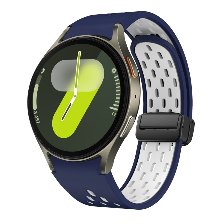 Two Color Magnetic Folding Black Buckle Silicone Watch Band, For Samsung Galaxy Watch 7 40 / 44mm, For Samsung Galaxy Watch 5 40 / 44mm, For Samsung Galaxy Watch 4 40 / 44mm, For Samsung Galaxy Watch 4 Classic 42 / 46mm